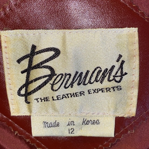 Vintage Berman’s Women's Burgundy Leather Jacket - Picture 10 of 12